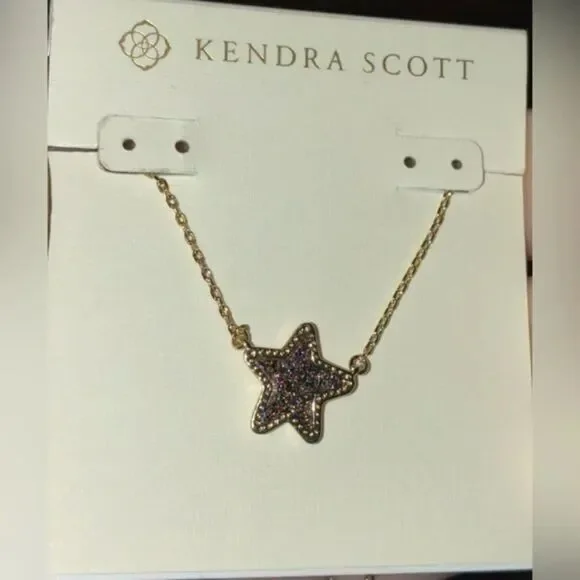 NWOT Kendra Scott Jae Star Blue Drusy Gold Pendant Necklace - Picture 15 of 16